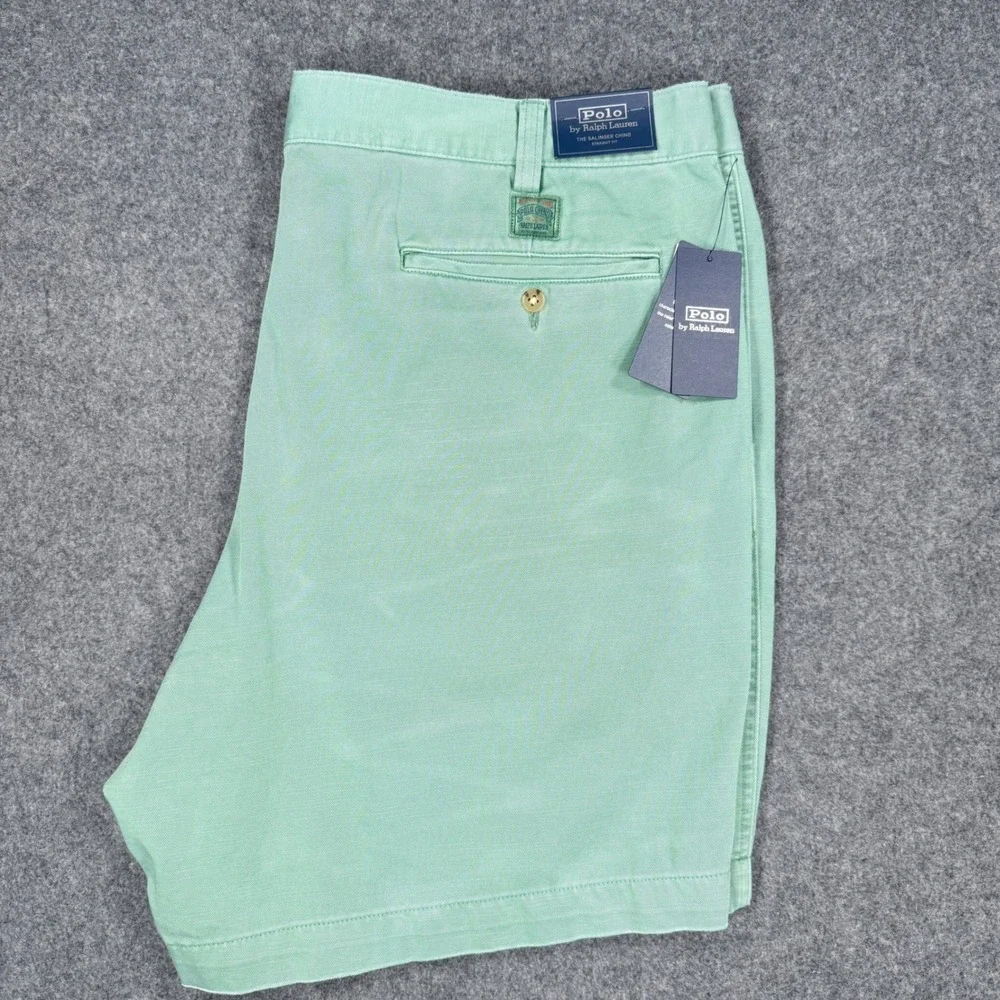 Polo Ralph Lauren Salinger Chino Shorts 42  Faded Mint Green Straight Fit NEW